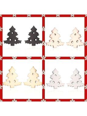 Christmas Tree Stainless Steel Stud Small Earrings #1146